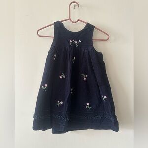 Girls corduroy navy blue floral dress 6x